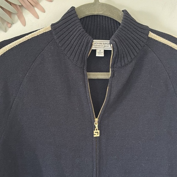 St. John Sport Black and Gold Knit Military Style Zip Up Sweater - P/XS - Picture 1 of 9
